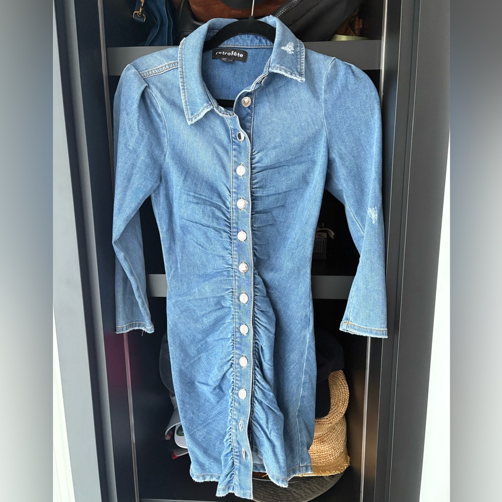 Retrofete Denim Button-Up Dress